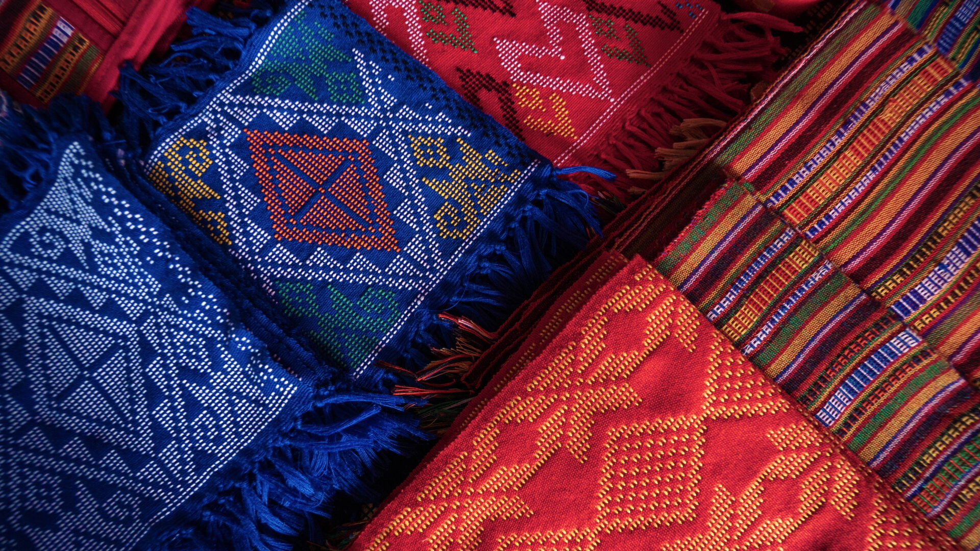 Some of the Yakan weavers’ works, each pattern representing their expertise